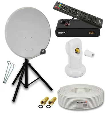 Produktbild von PremiumX Camping SAT Anlage 60cm Antenne Single LNB Kabel Stativ Receiver