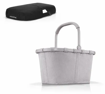 Produktbild von reisenthel Einkaufskorb Tasche Korb carrybag cord grey BK7084 + Cover schwarz BP7003
