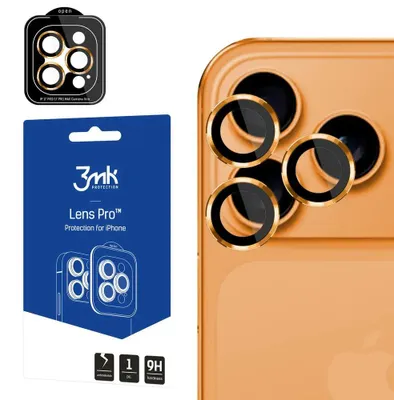 Productafbeelding van 3MK Lens Pro, Apple, iPhone 17 Pro/iPhone 17 Pro Max, Stootvast, Krasbestendig, Zwart, Transparant, Oranje, 1 stuk