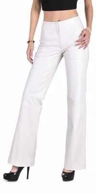 Produktbild von Dolce & Gabbana D&G Damen Lederhose Schlaghose Creme #46