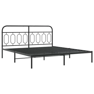 Produktbild von Bettgestell mit Kopfteil Metall Schwarz 193x203 cm