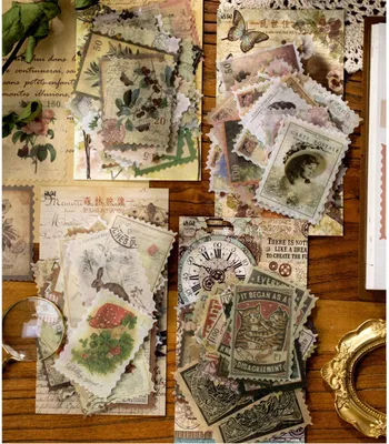 Vintage-Sticker-Set, 240 Stück, 47x67 mm, verschiedene Motive