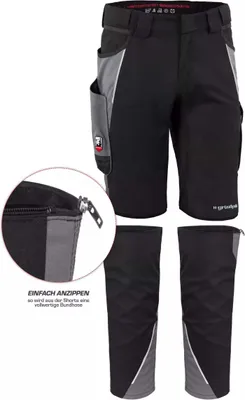 Produktbild von Qualitex kurze Arbeitshose - TOP-BUNDLE Shorts IRON + Beinverlängerung - Lyocell, Cordura & Stretch - in Farbe: schwarz/grau - Herren: 68 - Damen: 62