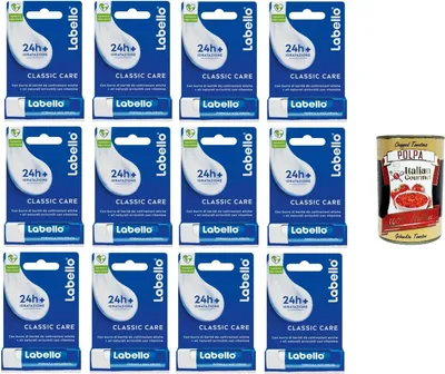 Produktbild von Classic Care Lippenbalsam, klassischer Lippenbalsam, der auf den Lippen schmilzt,12 x 5,5 g+ Italian Gourmet polpa 400gr