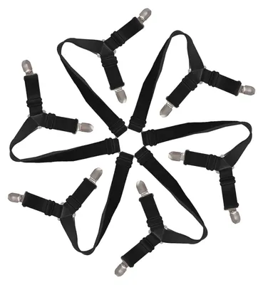Produktbild von Elastische 3-Wege-6-eckige Bettlakenclips, verstellbare Bettlakenclips für runde und eckige Matratzen, schwarz