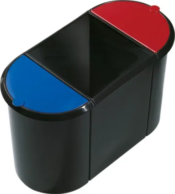 Obrázok produktu pre Helit Trio-System-Papierkorb, Čierna, Modrá, Červená, Košík, Jednofarebné, Vnútorný