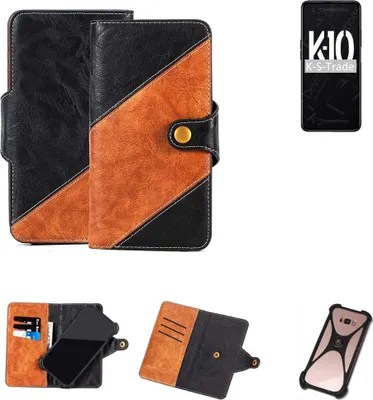 Produktbild von K-S-Trade Handyhülle Schutzhülle Bookstyle Case Wallet-Case kompatibel mit Oppo K10 Handy Cover Bumper Klapphülle schwarz hellbraun 1x
