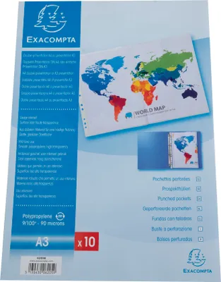 Produktbild von Exacompta 5x Prospekthüllen fein genarbtem PP A3 gefaltet Transparent 6205E