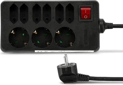 Productafbeelding van Elektrische schakelkast met 9 aansluitingen, 0,5-4 meter kabel - Max. 3500 W - Zwart