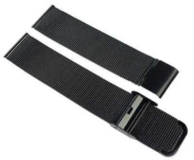Produktbild von Minott > Uhrenarmband Edelstahl Milanaise schwarz Edelstahlband, Stegbreite:22mm