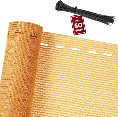 Produktbild von DETEX® Sichtschutz für Zaun & Balkon 1,4 x 10m Garten Wetterfest HDPE UV-beständig inkl. 50 Kabelbinder 85% Beschattungsgrad Terrasse Windschutz Beige