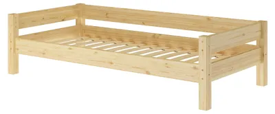 Produktbild von Einzelbett, Holzbett Kiefer massiv klar lackiert 90x200 wählbares Zubehör V-60.20-09Federleisten