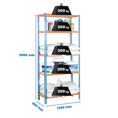 Obrázok produktu pre MADERCLICK MEGAPLUS 5/300 BLUE/LARANJA/MADEIRA metalická prateleira