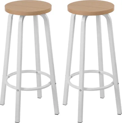 Immagine prodotto di Sgabelli da bar – Set da 2 – Senza schienale – Bianco/Marrone – 30×30×72 cm