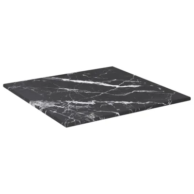 Image de vidaXL Plateau de table noir 30x30 cm 6 mm verre trempé imitation marbre