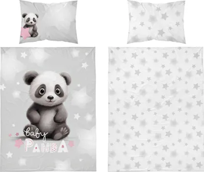 Immagine prodotto di DETEXPOL Lenzuola per culla Baby Panda grigio Cotone, 100/135, 40/60 cm