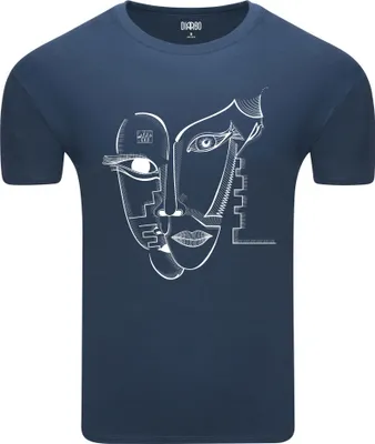Produktbild von Diarbo Herren T-Shirt mit Abstraktes Druck Vom Kubismus inspirierter Druck Denim Gr.L