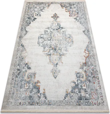 Produktbild von DISTIN 0826A weiß / blau / hellgrün moderner Teppich - Ornament, Vintage, Fransen Weiß 80x150 cm
