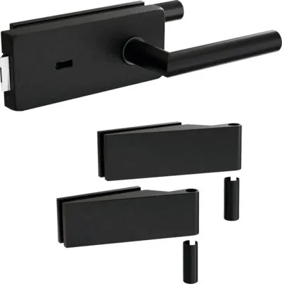 Produktbild von Pertura Glastürbeschlag Aiko Studio BB Schwarz inkl. 2 Rahmenteile für Holzzargen
