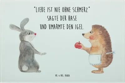 Produktbild von Mr. & Mrs. Panda schneidbrett Hase Igel - Weiß - Geschenk, Hackbrett, und, Trösten, Schneidplatte Glas, Herzschmerz, Schneidebrett, Trennungsschmerz, Aus, Lustige Sprüche