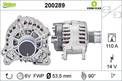Produktbild von VALEO 200289 Lichtmaschine Generator LiMa 110A 14V für VW Golf VII Schrägheck (5G1, BQ1, BE1, BE2) Polo Schrägheck (6R1, 6C1) Golf VII Variant T-Roc