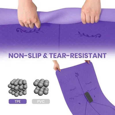 Productafbeelding van Dailygoods- Yogamat 6 mm - Antislip - TPE - Sportmat - Fitnessmat - Draagriem - 183 x 61 cm