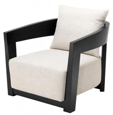 Produktbild von Casa Padrino Luxus Art Deco Sessel aus Mahagoni Holz in Schwarz und Hellgrau - 74 x 76 x 76 cm