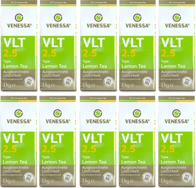 Produktbild von VENESSA VLT 2.5 Teegetränk Zitrone 10 x 1kg Vorratspack - Instant Zitronentee, Tee-Pulver für Automaten - Heiß als Zitronentee genießbar oder kalt als Zitronen-Eistee. Sehr ergiebig