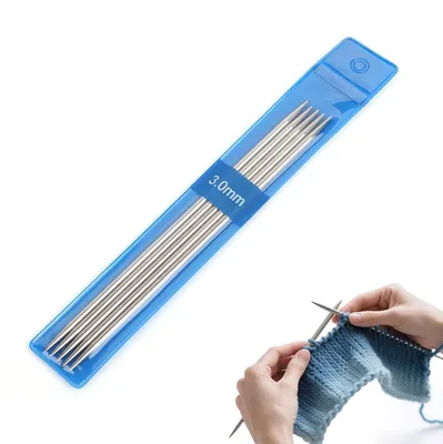 Obrázek produktu pro Sada pletacích jehlic, nerezová ocel, 3,0 mm, délka 15 cm, 5 kusů