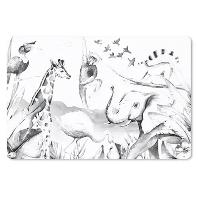 Produktbild von MuchoWow® Schreibtischunterlage Aquarelle - Tiere - Dschungel - Jungen - Mädchen - Kinder - Kinder 60x40 cm - XXL Mauspad - Großes Mauspad