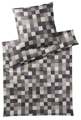 Produktbild von JOOP! Mako-Satin-Bettwäsche-Garnitur Mosaic Farbe Graphite Größe 155x220+80x80cm AL