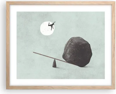 Produktbild von Gerahmtes Poster - Rahmen in heller Eiche - Stein Hebel Physik - 50x40 cm - Wand Bild - Wanddeko - Wandbilder - Kunstposter - Wandposter - Bilderrahmen - Bilder - Kunstdruck - P2NAA50x40-4755