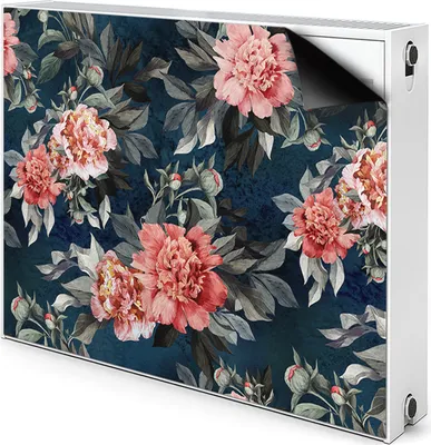 Produktbild von Magnet Radiator Magnet Mat Heizkörperverkleidung Heizkörper-Abdeckung Heizung 110x60 cm  - Rot, Pfingstrosen