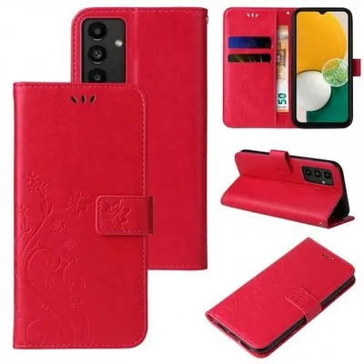 Produktbild von Kunstleder Flip-Hülle Floral für Samsung Galaxy A13 - Farbe: Rot - Modellkompatibilität: Für Samsung Galaxy A13