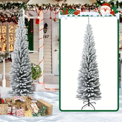 Produktbild von Kunsttannenbaum – Schmaler Weihnachtsbaum – Beschneiter Weihnachtsbaum – Schlanker Baum – Baum mit Schneebedeckung – 150 cm hoch