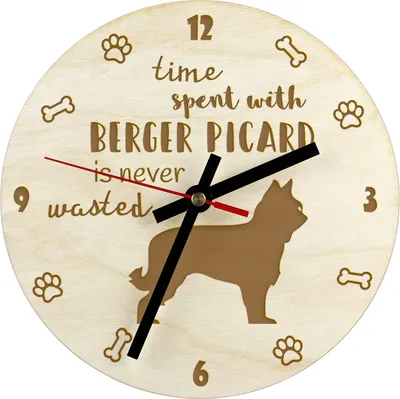Image de Berger picard - horloge avec chien, horloge en bois gravée, horloge personnalisée Art-Dog