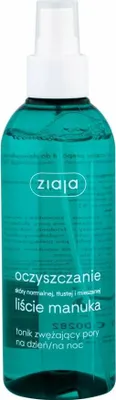 A product shot of a bottle of Ziaja Manuka Leaves facial toner.
