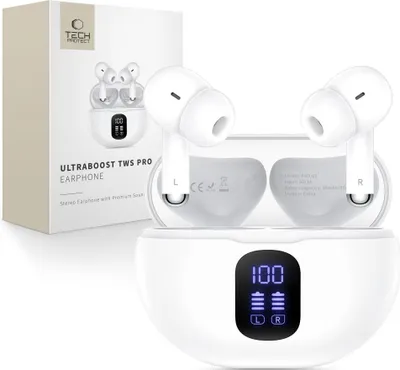 Zdjęcie produktu dla Słuchawki Tech-Protect Ultraboost Tws Earphone Pro G2 białe