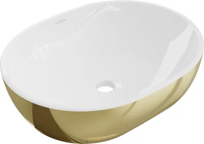 Produktbild von Mexen Viki Aufsatzwaschbecken 48 x 35 cm, Weiß/Gold - 21054806