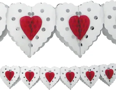 Produktbild von Weiß Rote Herzen Papiergirlande