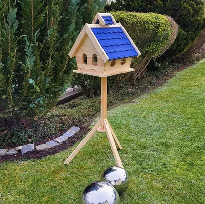 Produktbild von Vogelhaus SÜDTIROL mit Ständer Vogelfutterhaus Futterhaus Vogel Haus Holz