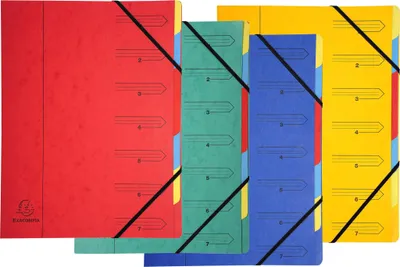 Image de Exacompta 12x Trieur agrafé avec élastiques 7 compartiments assort. 54070E