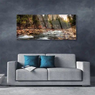 Produktbild von Acrylglasbilder 125x50 Wandbild Druck Wald See Natur