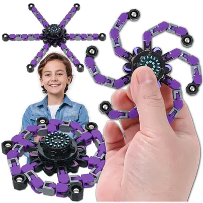 Produktbild von KRUMAD Fidget Spinner 2 in 1, Transformierbarer Roboter, Kompakt 7 cm, Flexibler Finger Spinner für Kinder und Erwachsene, Antistress Spielzeug, Lila