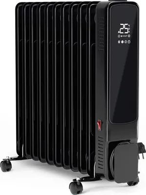 Produktbild von Peviasot Ölradiator 2500W WLAN 11 Rippen mit Fernbedienung App 5-35 °C Glas-Bedienfeld Rollen Kabelaufwicklung Schwarz
