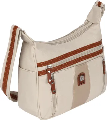 Produktbild von Damen Tasche Schultertasche Umhängetasche Leder Optik Handtasche BEIGE-TAN (15163)