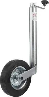 Produktbild von UNITRAILER Stützrad 150 kg, Rohr 48 mm, Höhe 505-730 mm, Vollgummi 200x50 Stahlfelge, Kurbel mit Lager, für PKW-Anhänger und Wohnwagen