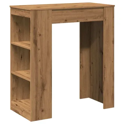 Image de Table de bar avec étagères chêne artisanal bois d'ingénierie