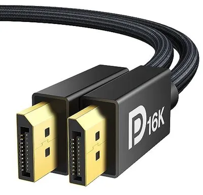 Produktbild von 80Gbps 16K DisplayPort Kabel 2.1 2M, 4K@240Hz/165Hz/144Hz, 16K@60Hz, 8K@120Hz, 2K@240Hz, DP Kabel 2.1 Kompatibel mit HDR10, FreeSync, G-Sync, DSC1.2 für Gaming Monitor