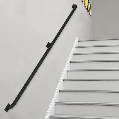 Produktbild von Famanu Treppengeländer Set - Sicherheitshandlauf Wand - 210 cm Länge - Schwarz